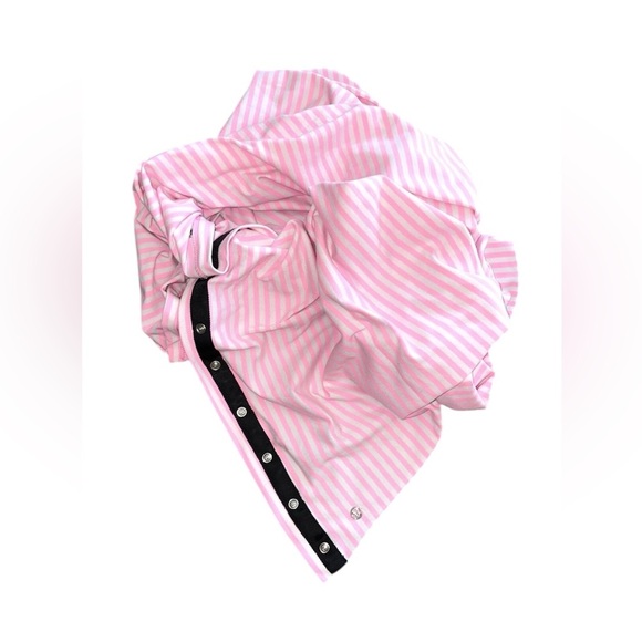 LULULEMON | VINYASA SCARF CLASSIC STRIPE WHITE PINK SHELL SNAP INFINITY SCARF - Picture 4 of 4